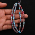 Cylindrical Imperial stone beads with colorful marble texture for DIY jewelry making - 4x8mm / Size 7