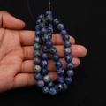Polished natural emperor stone round beads in blue and green marbled texture - Deep Blue Emerald Mottled