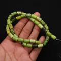 Perles cylindriques en pierre naturelle verte avec veines noires pour bijoux DIY - 6x10mm, 24g / N°11 (Texture Vert Émeraude)