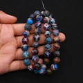 Colorful imperial stone beads string with vibrant marble texture for DIY jewelry making - 4mm Size / Blue Purple Red Mixed (No. 2)