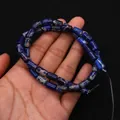 Perles cylindriques en jaspe impérial bleu avec texture marbrée pour bijoux DIY - 6x10mm, 24g / N°13 (Texture Bleu Foncé)
