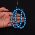 Dettaglio di perle a tubo in turchese blu con venature scure per creazione gioielli - 8X10mm / Blu Venato Nero (N. 3)