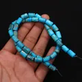 Perles cylindriques en pierre empereur bleue avec matrice naturelle pour bijoux DIY - 6x10mm, 24g / N°14 (Filet Bleu Ciel)