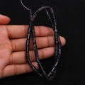 Polished black marble pattern cylindrical stone beads for DIY jewelry making crafts - 4x8mm / Size 14