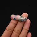 Pink and blue imperial jasper arch pendant for DIY jewelry bracelet crafting - Cylindrical Curved Style / No. 4 (Pink with Blue-Green Grain)