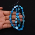 Perles impériales bleues-vertes en forme de goutte plate avec veines pour bijoux DIY - 8x10mm (Épaisseur 4mm) / Taille 5