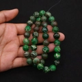 Vibrant green imperial jasper beads with white veined texture for DIY jewelry crafts - Emerald Green Striped (Style 7)