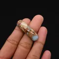 Cylindrical multi-color imperial stone pendant with natural grain for DIY jewelry - Cylindrical Curved Style / No. 5 (Light Blue Brown Scenery)
