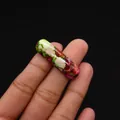 Cylindrical imperial jasper bead with colorful natural textures for DIY jewelry making - Cylindrical Curved Style / No. 6 (Grass Green Rose Red)