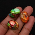 Detalle de piedras cabujón ovaladas con patrones de mosaico coloridos para joyería - 13x18mm / No.10 (Mosaico)