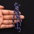 Perline a cilindro in pietra imperiale blu 4x8mm per gioielli con texture naturale - 4x8mm / Colore Lapislazzulo Blu Scuro