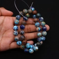 Blue marbled emperor stone round beads on string for DIY jewelry making accessories - Blue Brown Marble (No. 10)