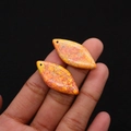 Marquise orange stone pendant with red marble texture for DIY jewelry making - Orange-Yellow Marble Pattern (No. 2)