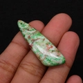 Green and white irregular natural turquoise stone pendant with textured vein patterns - 13x45mm / Green and White Textured