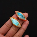 Marquise shaped natural stone pendants with vivid blue and orange imperial stone patterns - Blue-Orange Gradient Style (No. 3)