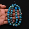Imperial Jasper beads strand in bright blue with natural brown veins for DIY jewelry - Bright Blue Brown Mottled (No. 13)