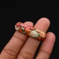 Vibrant multi-color emperor stone curved bridge bead for DIY jewelry making and bracelets - Cylindrical Curved Style / No. 11 (Red Green Yellow White)