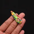 Vibrant teardrop Emperor Stone pendant with colorful marbled texture and single top hole - Red Green Blue Orange Spliced Style (No. 3)