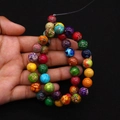 Polished colorful imperial jasper round beads for handmade DIY jewelry necklaces - Multicolor Marble (No. 14)