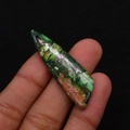 Irregular green imperial stone pendant with natural texture and top drill hole - 13x45mm / Dark Green/Brown/White Mottled