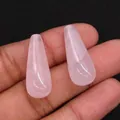 Vista macro di perle in pietra naturale rosa a forma di goccia per gioielli DIY - 10x25mm, 5g / Quarzo rosa