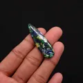 Teardrop imperial stone pendant with green and blue marbled texture and pre-drilled hole - Green Blue Gold Brown Mottled Style (No. 6)