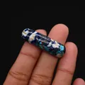 Polished blue Imperial Jasper curved tube bead for DIY jewelry making and bracelet charms - Cylindrical Curved Style / No. 16 (Dark Blue Teal)