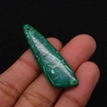 Irregular green emperor stone pendant 13x45mm with natural texture for DIY jewelry - 13x45mm / Dark Green Mottled