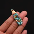 Teardrop emperor stone pendant with blue and orange mottled texture for DIY jewelry - Sea Sediment Jasper Blue Green Orange Style (No. 7)
