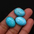 Tres piedras imperiales ovaladas azul cielo con vetas marrones para crear joyería DIY - 13x18mm / No.2 (Azul Cielo)