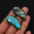 Set di due ciondoli in pietra imperiale a forma di virgola con venature marmo blu e verdi DIY - Motivo marmo blu-verde (N. 6)