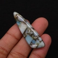 Irregular blue emperor stone pendant 13x45mm with natural texture and single hole - 13x45mm / Blue/White/Brown Patchwork