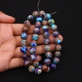 Imperial stone round beads with purple and blue marble texture for DIY jewelry making - Blue Purple Brown Marble (No. 18)