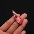 Teardrop imperial stone pendant with red and white marbled patterns and gold accents - Red White Gold Embellished Style (No. 9)