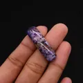 Natural purple Emperor Stone curved bar pendant for DIY jewelry bracelets making - Cylindrical Curved Style / No. 19 (Dark Purple Black)