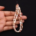 Perline cilindriche in pietra imperiale 4x8mm bianche e arancioni per gioielli fai da te - 4x8mm / Bianco con Venatura Rosso Marrone