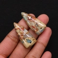 Triangle imperial stone pendants with colorful natural textures and side-drilled holes - 15x34mm / Multicolored Mottled (No.1)