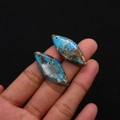 Paire de pendentifs marquise en pierre impériale avec textures naturelles bleu et brun - Bleu Ciel Brun Métallisé (N° 14)