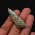 Irregular green imperial stone pendant with natural texture and pre-drilled hole - 13x45mm / Green/Brown/Gray-White Mottled