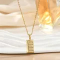 Élégant pendentif lingot plaqué or 18 carats sur une chaîne à maillons polie - Style Lingot Gravé(XL02448)