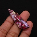 Irregular imperial stone pendant in purple and rose red with metallic veins - 13x45mm / Purple/Magenta/White Patchwork