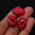 Cuentas de piedra emperador rojas ovaladas pulidas con textura de telaraña para joyas - 13x18mm / N.º 9 (Rojo)