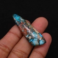 Irregular imperial stone pendant with natural blue and brown textures and pre-drilled hole - 13x45mm / Blue/Brown/Cream Mixed