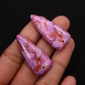 Triangle purple stone pendant with marbled patterns and pre-drilled holes for DIY jewelry - 15x34mm
