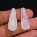 A pair of natural rose quartz teardrop stones with a translucent pink finish for jewelry - 10x25mm, 5g / White Crystal