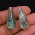 Polished teardrop-shaped natural fluorite beads in light green and blue gradient finish - 10x25mm, 5g / Green Fluorite