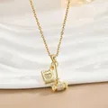 Golden crown tea spoon and gavel necklace with LOVE engraving and cubic zirconia stones - Gavel & LOVE Card Style (XL02466)