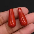 Polished red jasper drop beads for DIY jewelry with natural white stone textures - 10x25mm, 5g / Red Jasper