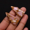 Pink emperor stone triangle pendant charms with gold marble texture for jewelry making - 15x34mm / Pink Gold Brown (No.9)