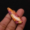 Waterdrop-shaped imperial stone pendant with vibrant multi-color marbled patterns - 13x45mm / Red/Orange/Yellow/Purple Mottled